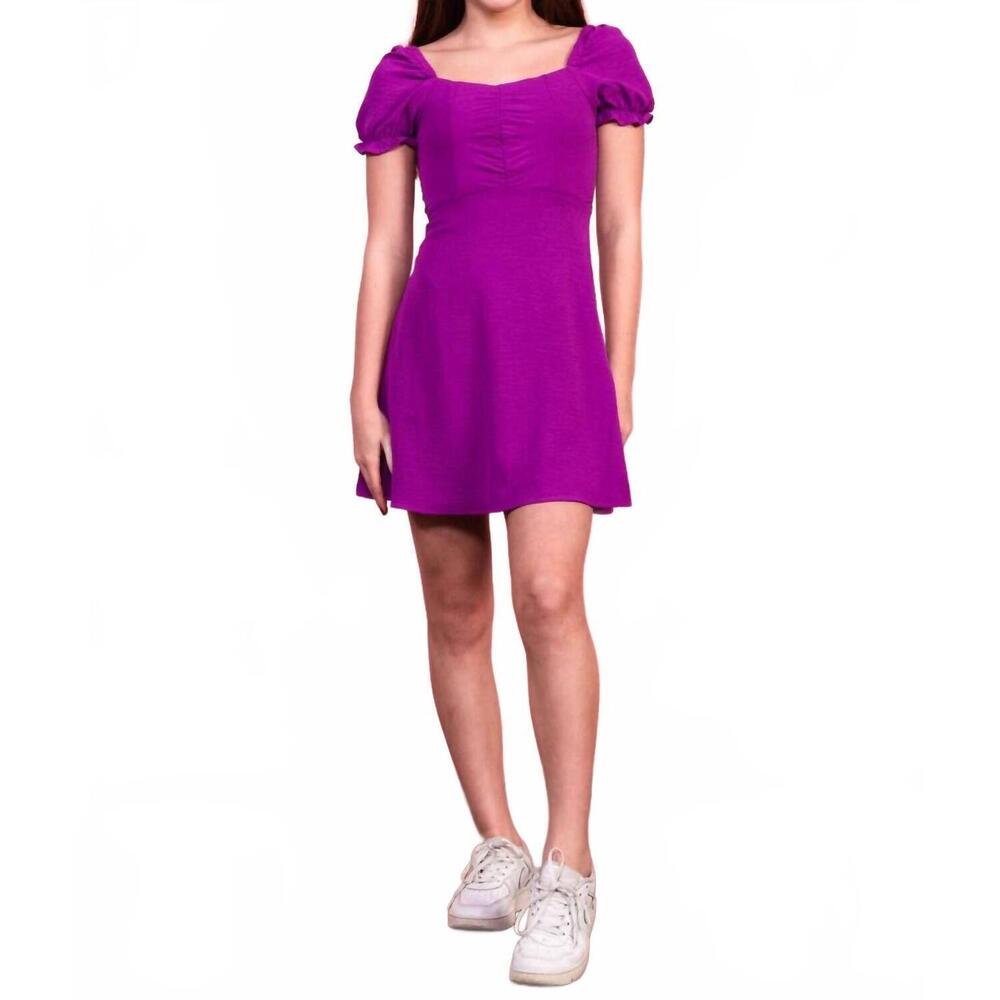 NEW MISS BEHAVE GIRLS girl's tate mini dress in purple/magenta